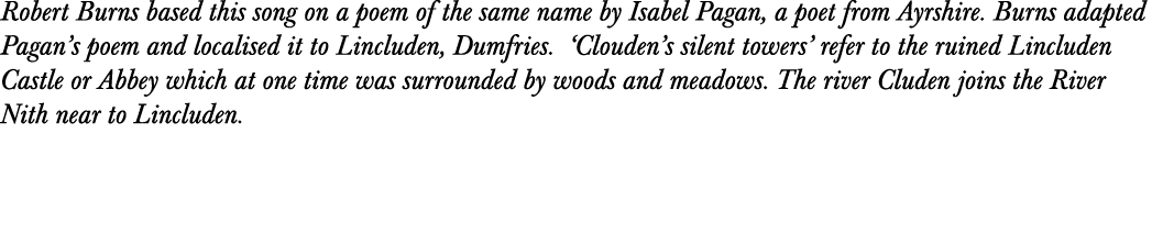 Robert Burns based this song on a poem of the same name by Isabel Pagan, a poet from Ayrshire  Burns adapted Pagan s    